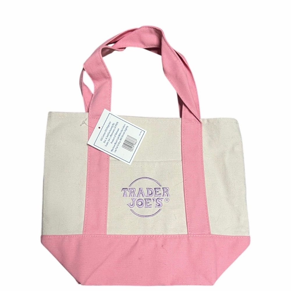 Trader Joe’s Pink and Cream Canvas Tote Bag